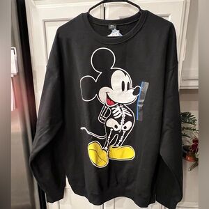 Disney Black Sweatshirt Mickey Mouse Skeleton with Yellow Shoes Women’s Size L